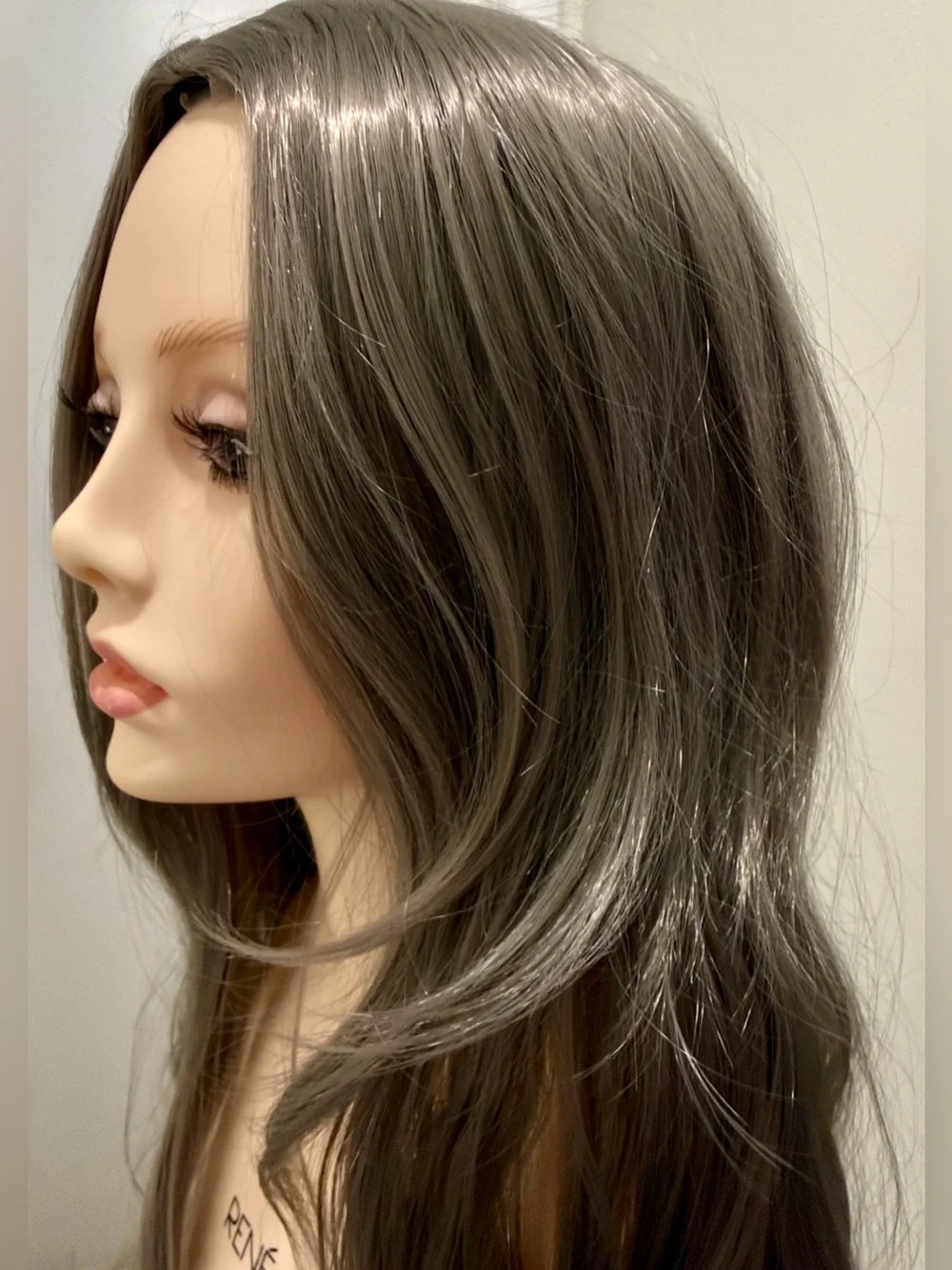 HAIR, 28” Wavy/Straight, Center Part, long Layers Dark Silver/Gray